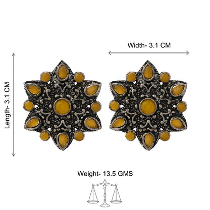 flower-alpana stud earrings (Yellow)