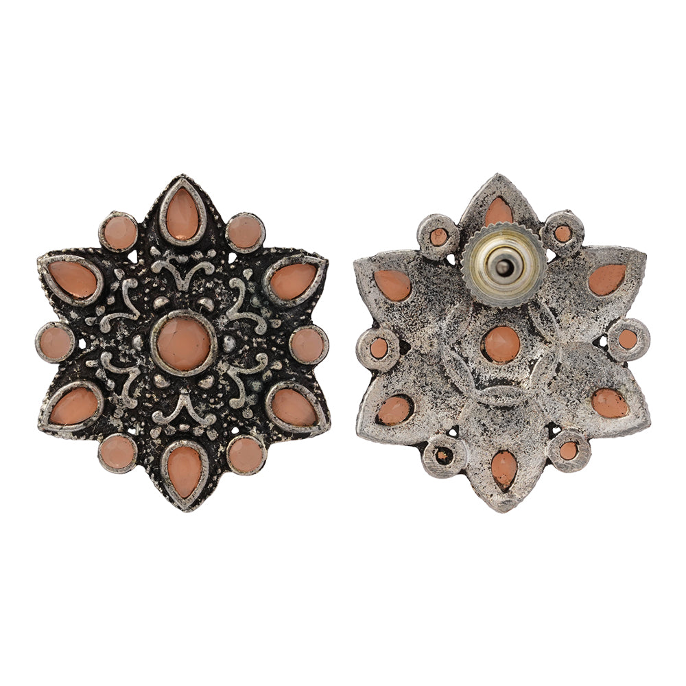 flower-alpana stud earrings (Light Orange)