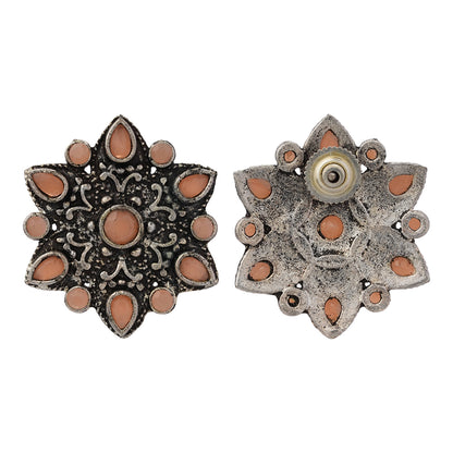 flower-alpana stud earrings (Light Orange)