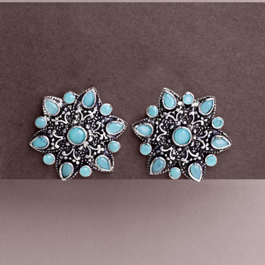 flower-alpana stud earrings (Mint)