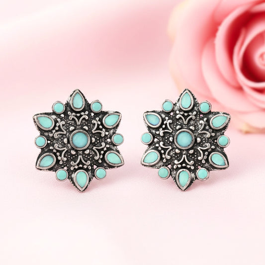 flower-alpana stud earrings (Mint)