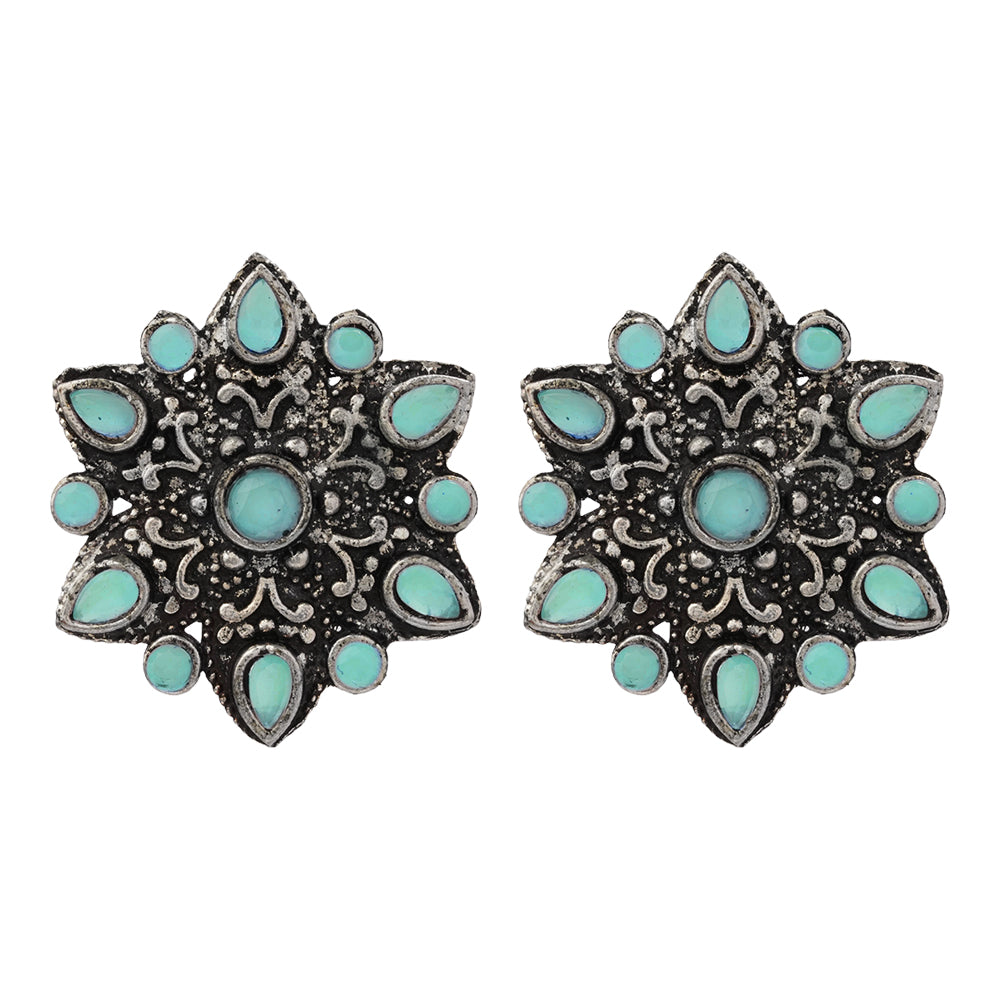 flower-alpana stud earrings (Mint)