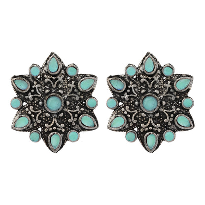 flower-alpana stud earrings (Mint)