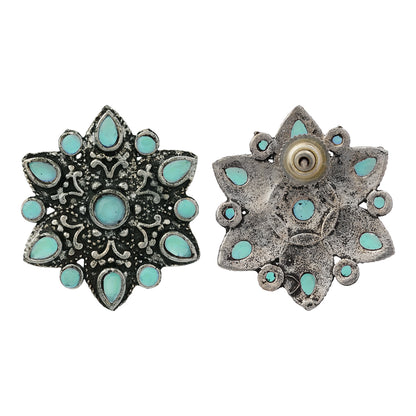 flower-alpana stud earrings (Mint)