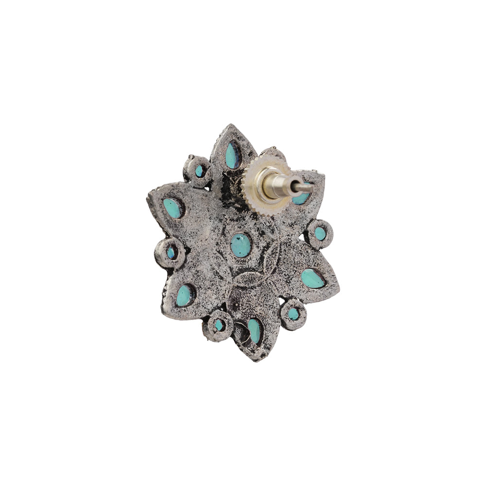 flower-alpana stud earrings (Mint)