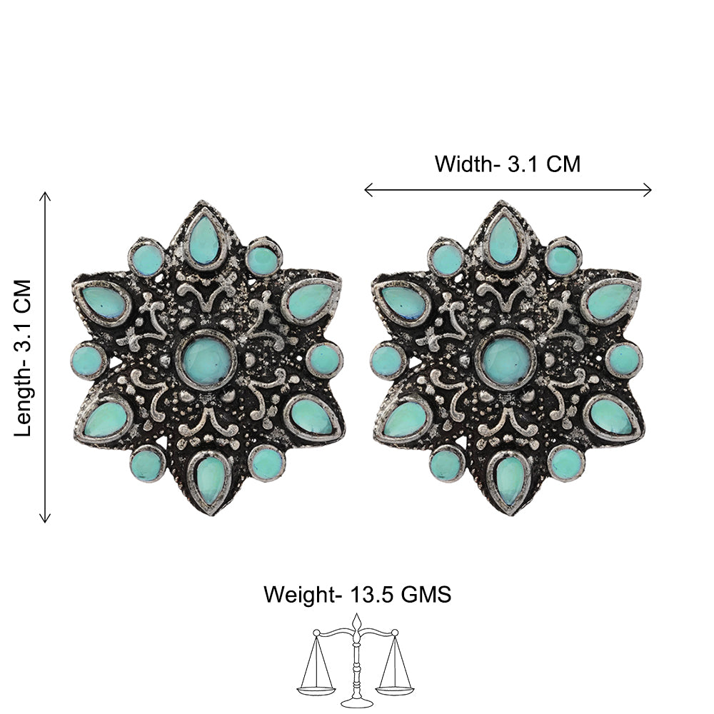 flower-alpana stud earrings (Mint)