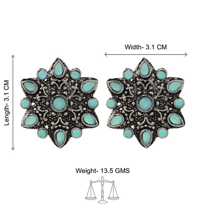 flower-alpana stud earrings (Mint)