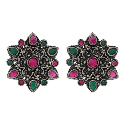flower-alpana stud earrings (Multicolored)