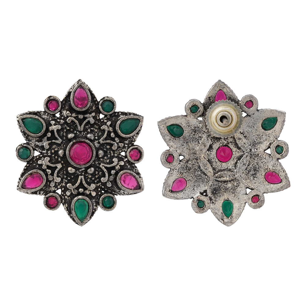 flower-alpana stud earrings (Multicolored)