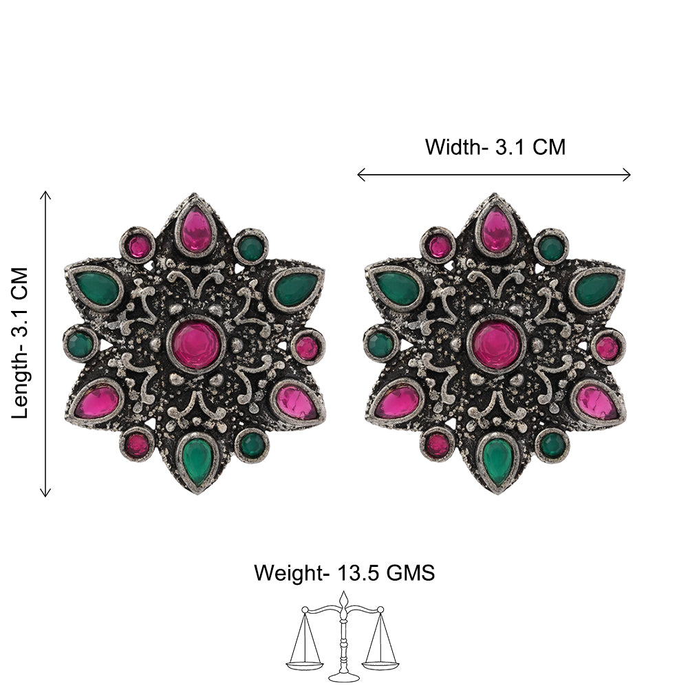 flower-alpana stud earrings (Multicolored)
