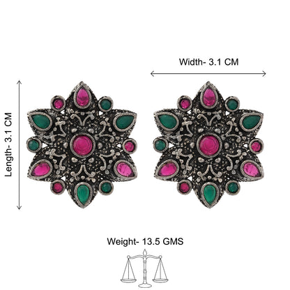 flower-alpana stud earrings (Multicolored)
