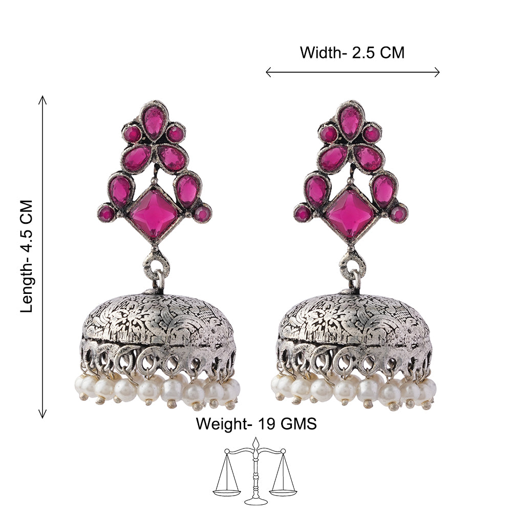 Dazzle Dome pral jhumki earrings (Red)