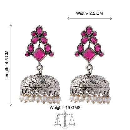 Dazzle Dome pral jhumki earrings (Red)