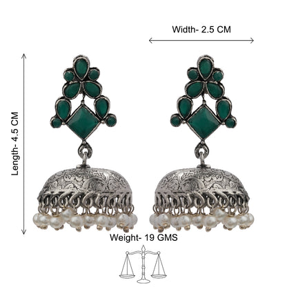 Dazzle Dome pral jhumki earrings (Green)