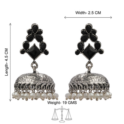 Dazzle Dome pral jhumki earrings (Black)
