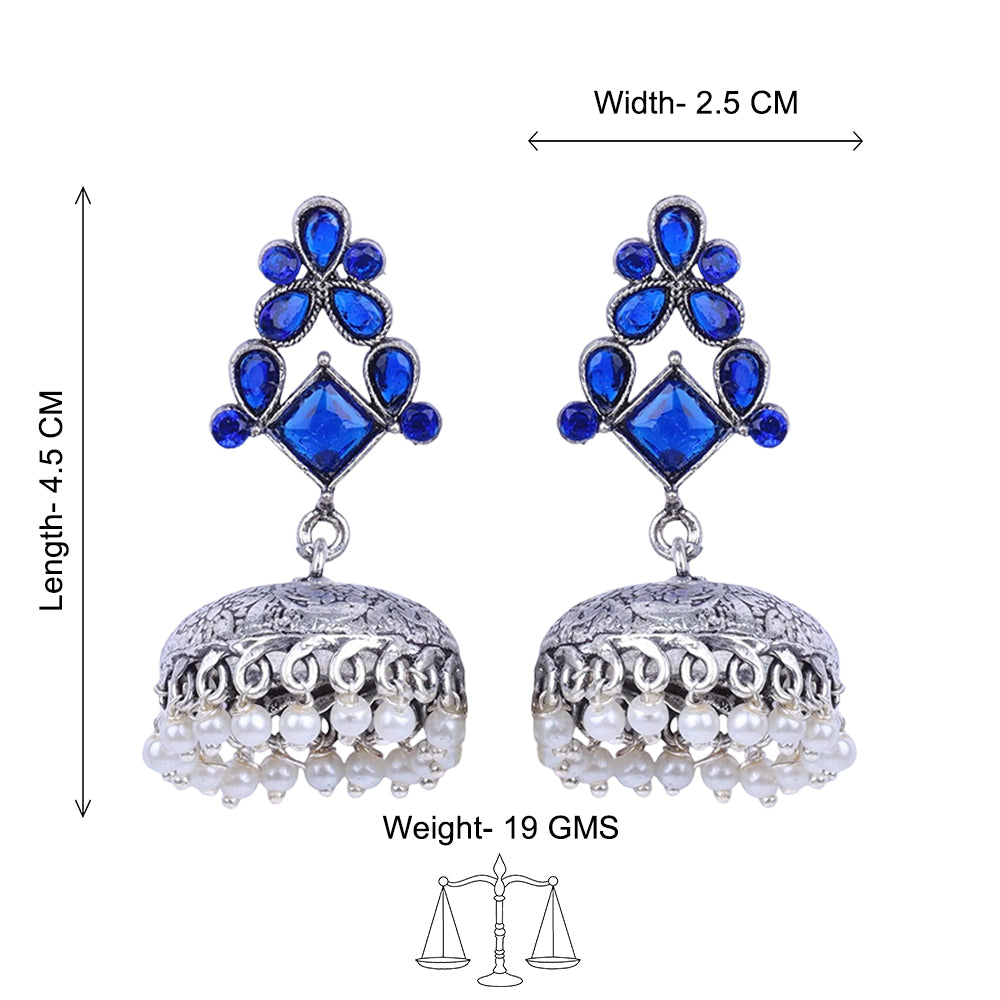 Dazzle Dome pral jhumki earrings (Blue)