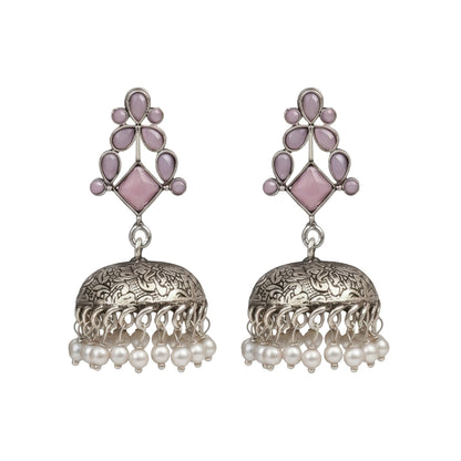 Dazzle Dome pral jhumki earrings (Baby Pink)