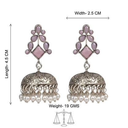 Dazzle Dome pral jhumki earrings (Baby Pink)