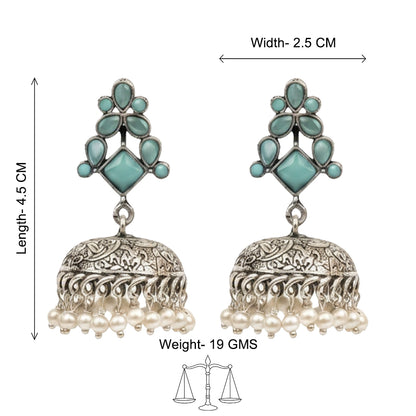 Dazzle Dome pral jhumki earrings (Mint)