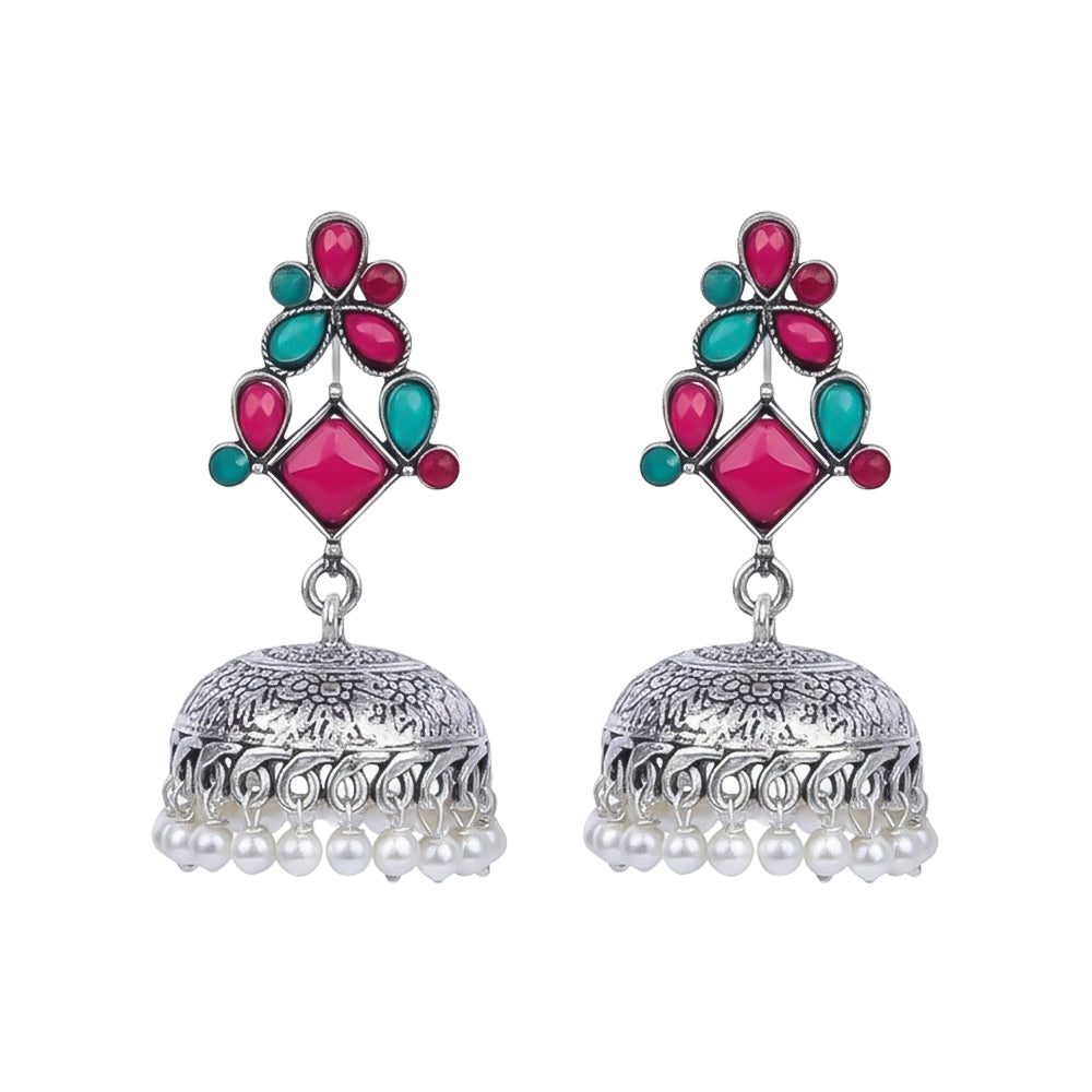 Dazzle Dome pral jhumki earrings (Multicolored)