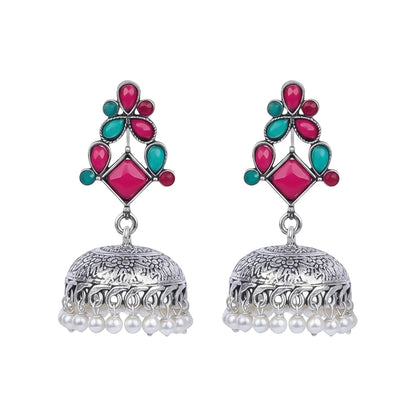 Dazzle Dome pral jhumki earrings (Multicolored)