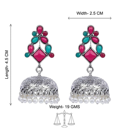 Dazzle Dome pral jhumki earrings (Multicolored)