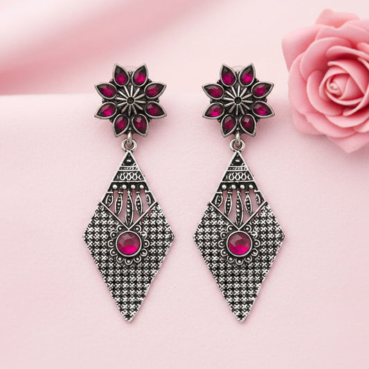 Kite delight stone studded dangler earrings (Red)