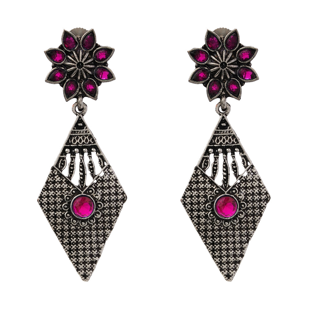 Kite delight stone studded dangler earrings (Red)