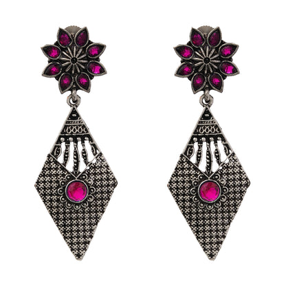 Kite delight stone studded dangler earrings (Red)