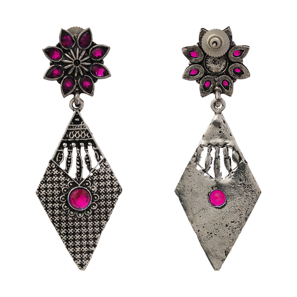 Kite delight stone studded dangler earrings (Red)