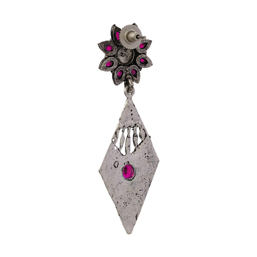 Kite delight stone studded dangler earrings (Red)