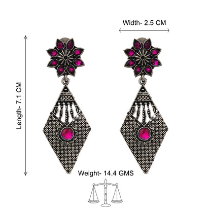 Kite delight stone studded dangler earrings (Red)