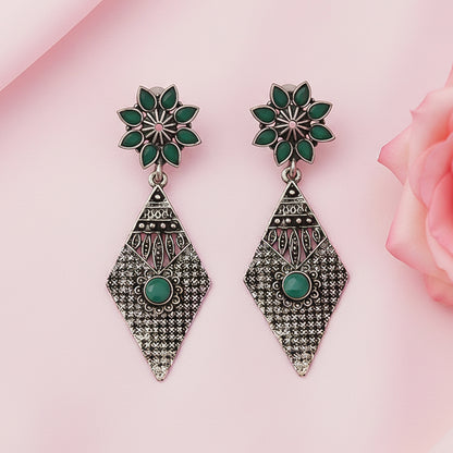Kite delight stone studded dangler earrings (Green)