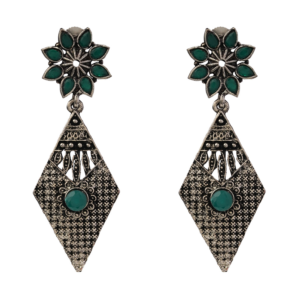 Kite delight stone studded dangler earrings (Green)