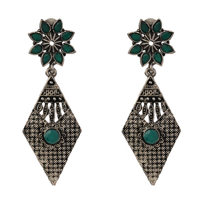 Kite delight stone studded dangler earrings (Green)
