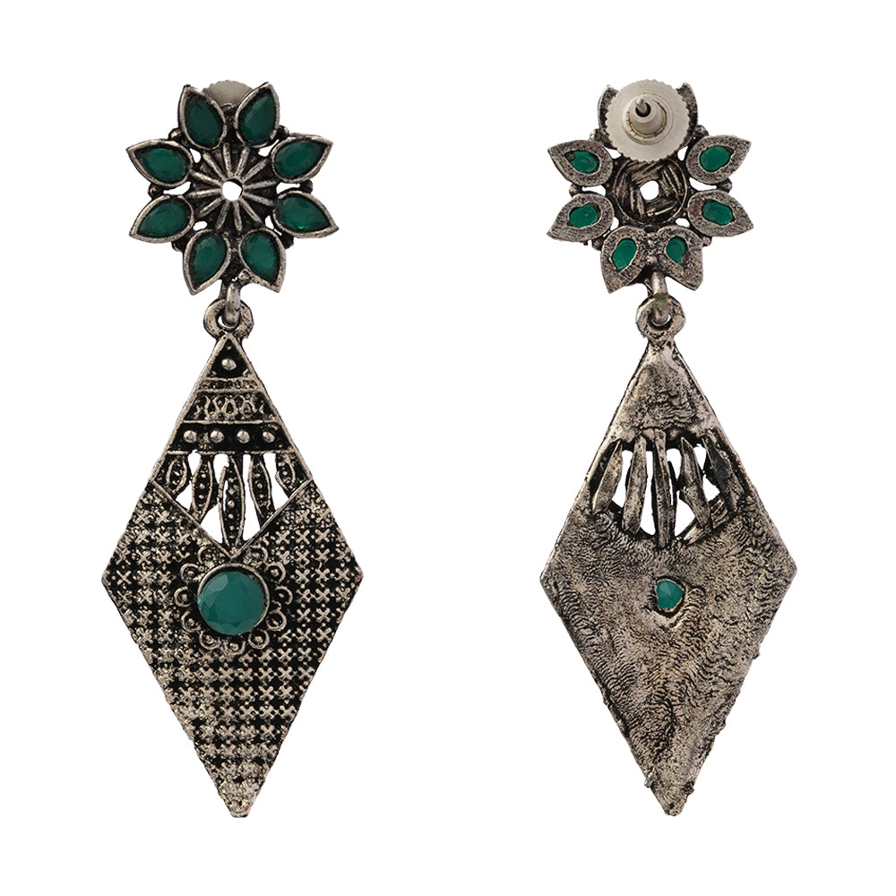 Kite delight stone studded dangler earrings (Green)