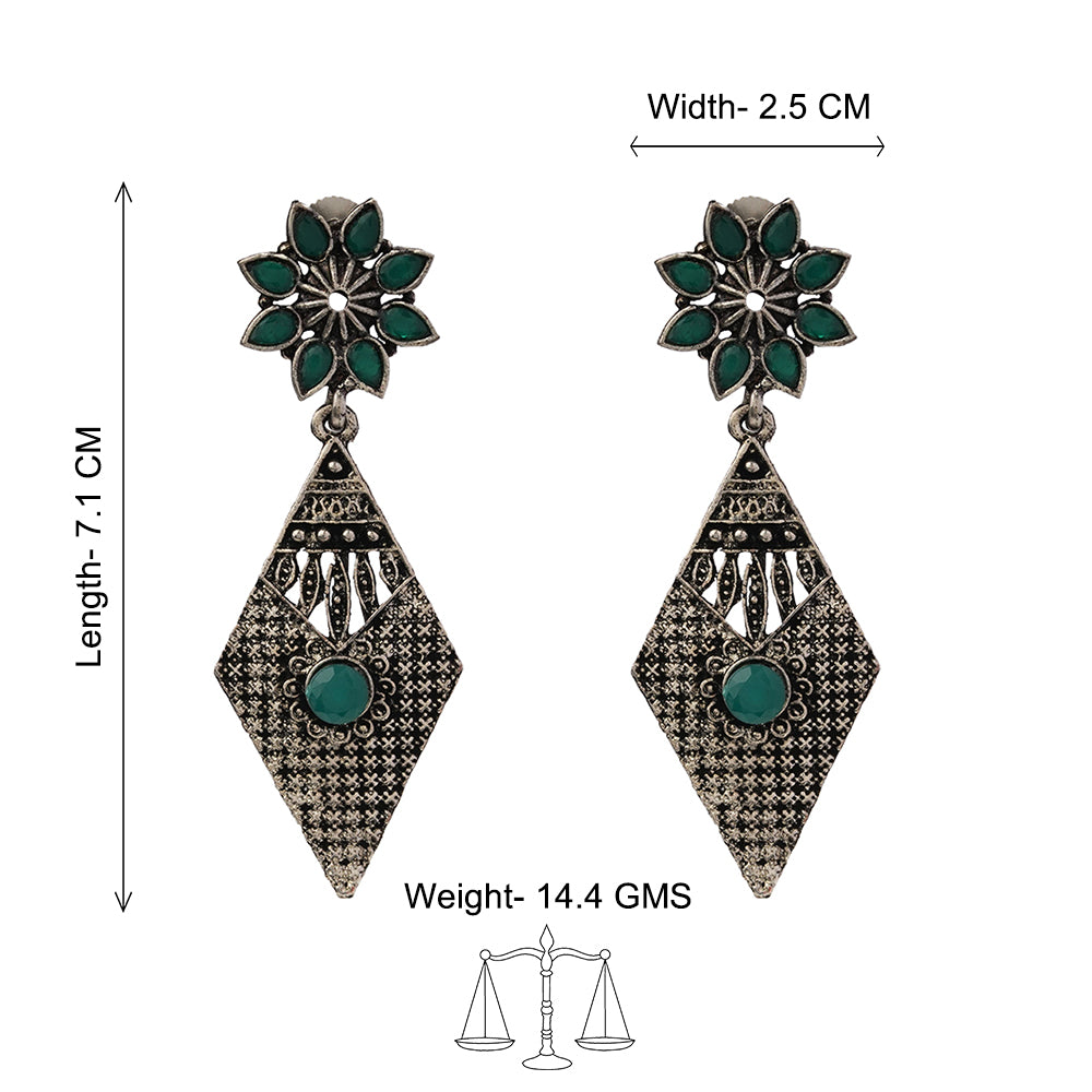 Kite delight stone studded dangler earrings (Green)