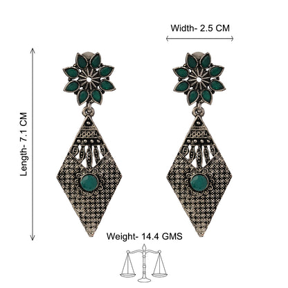 Kite delight stone studded dangler earrings (Green)