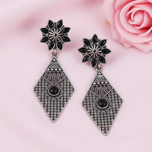 Kite delight stone studded dangler earrings (Black)