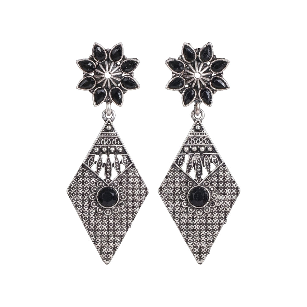 Kite delight stone studded dangler earrings (Black)