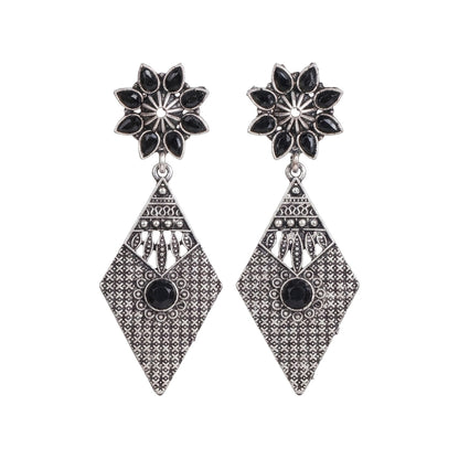 Kite delight stone studded dangler earrings (Black)