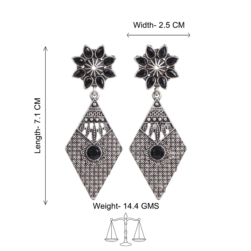 Kite delight stone studded dangler earrings (Black)