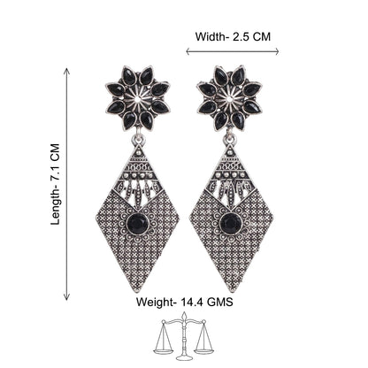 Kite delight stone studded dangler earrings (Black)