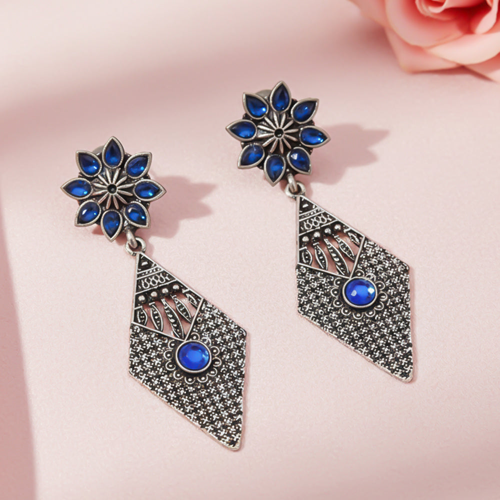 Kite delight stone studded dangler earrings (Blue)