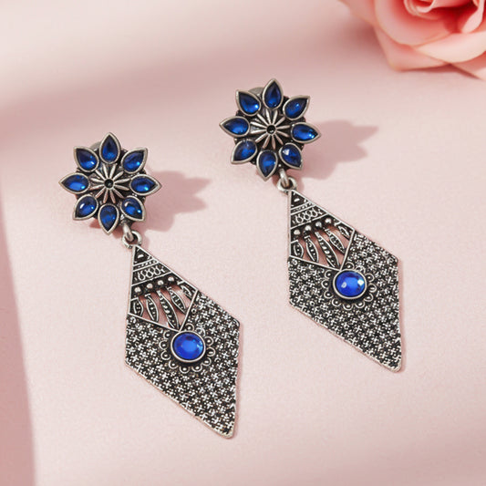 Kite delight stone studded dangler earrings (Blue)