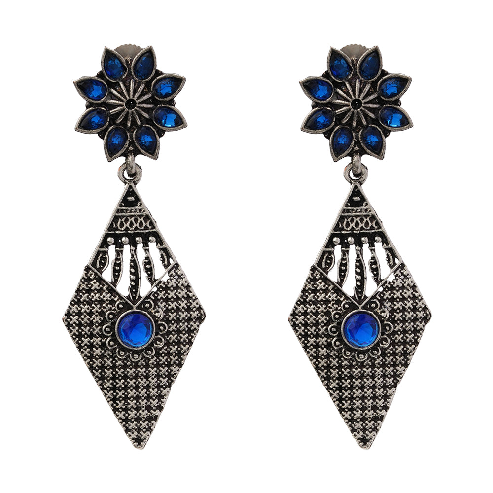 Kite delight stone studded dangler earrings (Blue)