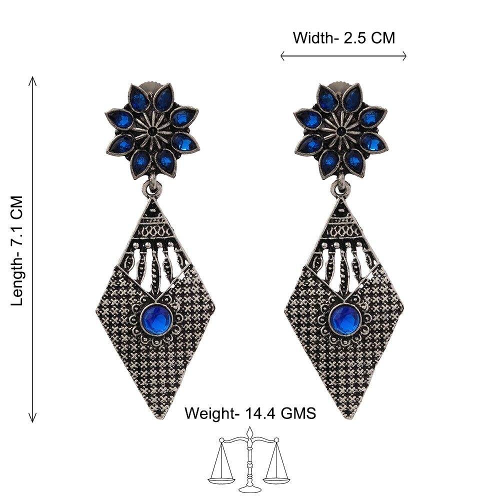 Kite delight stone studded dangler earrings (Blue)