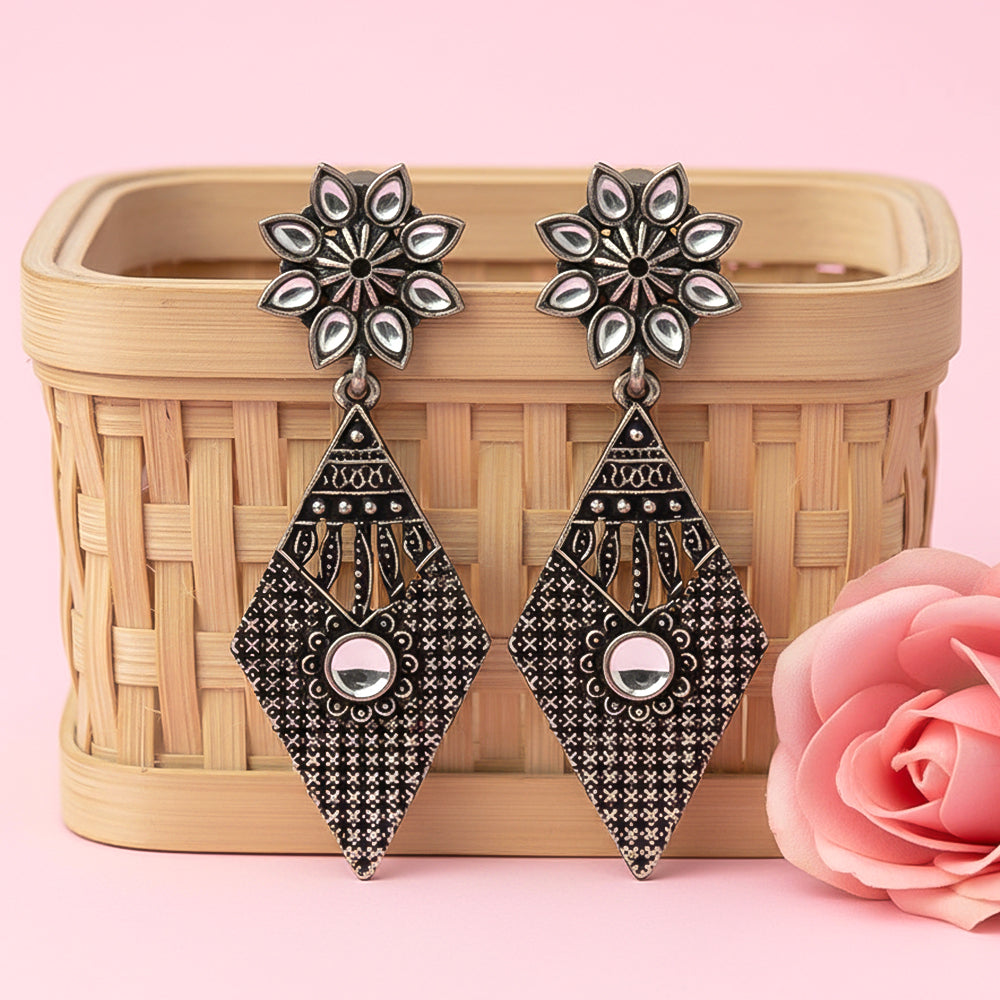 Kite delight stone studded dangler earrings (White)