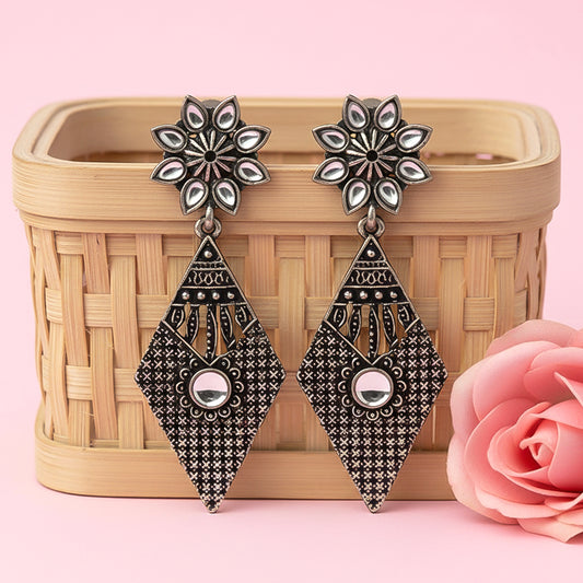 Kite delight stone studded dangler earrings (White)