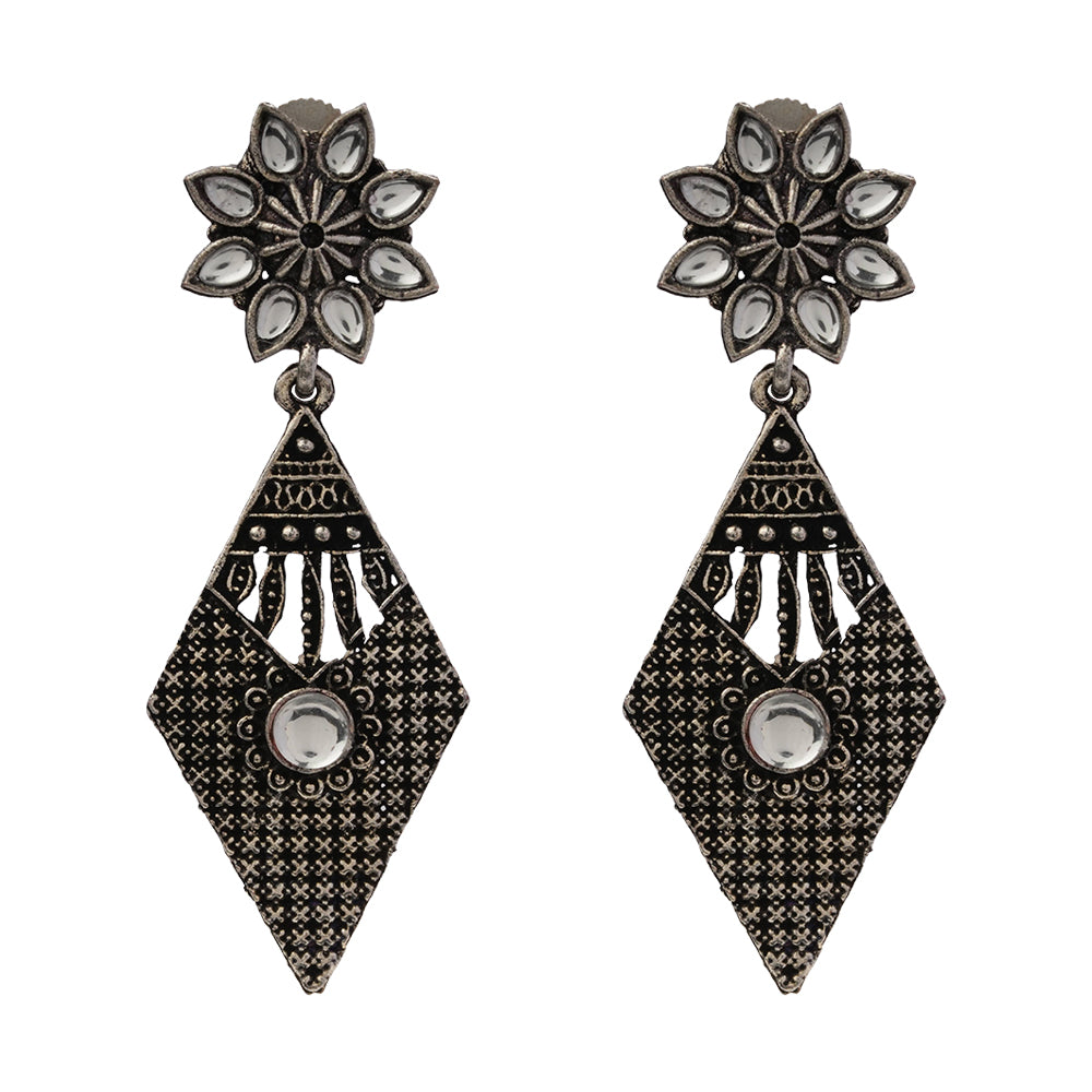 Kite delight stone studded dangler earrings (White)